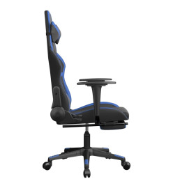 Chaise de jeu avec repose-pied Noir et bleu Similicuir