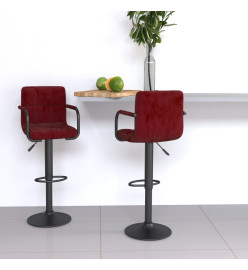 Tabourets de bar lot de 2 rouge bordeaux velours