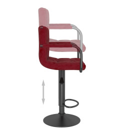 Tabourets de bar lot de 2 rouge bordeaux velours