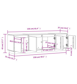 Meuble TV 156x37x45 cm Bois de pin massif