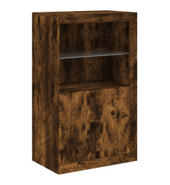 Armoire latérale avec lumières LED chêne fumé bois d'ingénierie