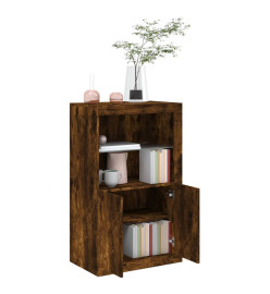 Armoire latérale avec lumières LED chêne fumé bois d'ingénierie