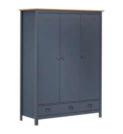 Garde-robe à 3 portes Hill Gris 127x50x170 cm Pin solide