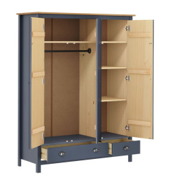 Garde-robe à 3 portes Hill Gris 127x50x170 cm Pin solide