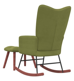 Chaise à bascule avec repose-pied Vert clair Velours