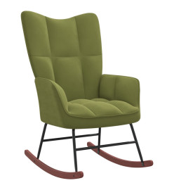 Chaise à bascule avec repose-pied Vert clair Velours