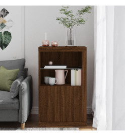 Armoire latérale avec lumières LED chêne marron bois ingénierie