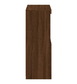 Armoire latérale avec lumières LED chêne marron bois ingénierie