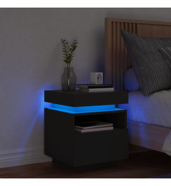 Armoire de chevet avec lumières LED noir 40x39x48,5 cm