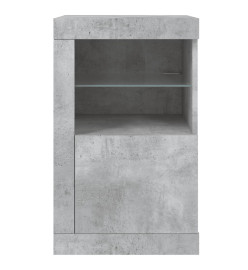 Armoire latérale avec lumières LED gris béton bois d'ingénierie