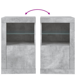 Armoire latérale avec lumières LED gris béton bois d'ingénierie