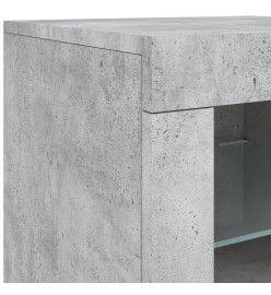 Armoire latérale avec lumières LED gris béton bois d'ingénierie