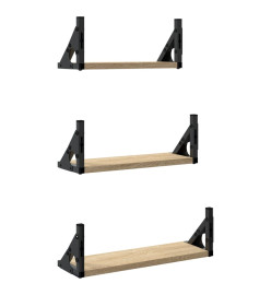 Ensemble d'étagères murales 3pcs chêne sonoma bois d'ingénierie