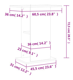 Support pour aquarium chêne marron 60,5x36x72,5 cm