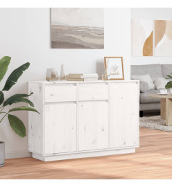 Buffet blanc 110x34x75 cm bois massif de pin