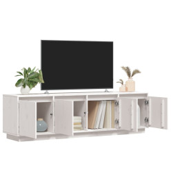 Meuble TV Blanc 156x37x45 cm Bois de pin massif