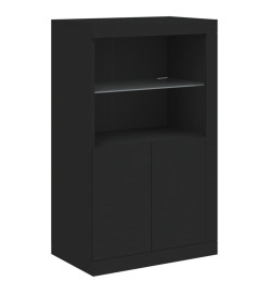 Armoire latérale avec lumières LED noir bois d'ingénierie