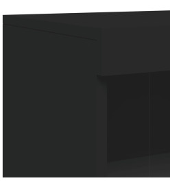 Armoire latérale avec lumières LED noir bois d'ingénierie