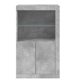 Armoire latérale avec lumières LED gris béton bois d'ingénierie