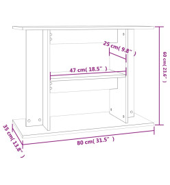 Support pour aquarium noir 80x35x60 cm bois d'ingénierie