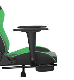 Chaise de jeu de massage et repose-pied Noir et vert Similicuir