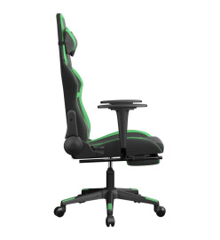 Chaise de jeu avec repose-pied Noir et vert Similicuir