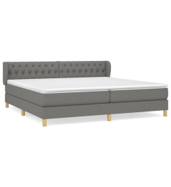 Lit à sommier tapissier avec matelas Gris foncé 200x200cm Tissu