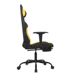 Chaise de jeu de massage avec repose-pied Noir et jaune Tissu