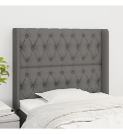 Tête de lit avec oreilles Gris foncé 103x16x118/128 cm Tissu