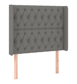 Tête de lit avec oreilles Gris foncé 103x16x118/128 cm Tissu