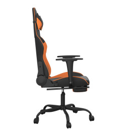 Chaise de jeu avec repose-pied Noir et orange Similicuir