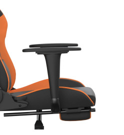 Chaise de jeu avec repose-pied Noir et orange Similicuir