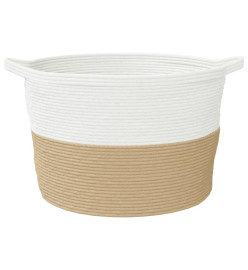 Panier à linge beige et blanc Ø60x36 cm coton