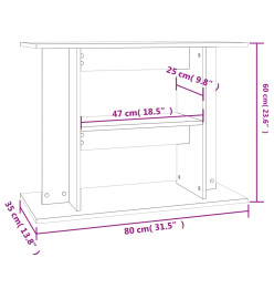 Support pour aquarium chêne marron 80x35x60cm bois d'ingénierie