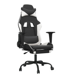 Chaise de jeu de massage avec repose-pied Noir&Blanc Similicuir