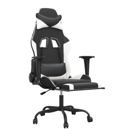 Chaise de jeu de massage avec repose-pied Noir&Blanc Similicuir