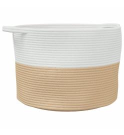 Panier à linge beige et blanc Ø55x36 cm coton