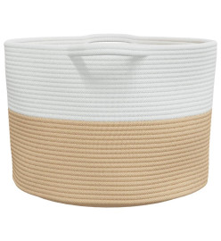 Panier à linge beige et blanc Ø55x36 cm coton