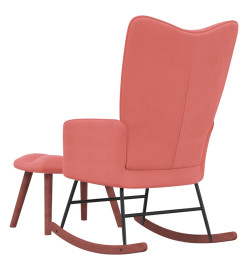 Chaise à bascule avec repose-pied Rose Velours