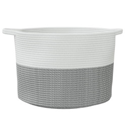 Panier à linge gris et blanc Ø55x36 cm coton