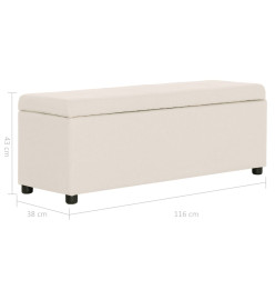 Banc avec compartiment de rangement 116 cm Crème Polyester