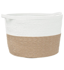 Panier à linge marron et blanc Ø60x36 cm coton