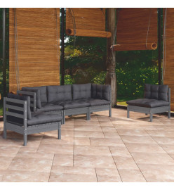 Salon de jardin 5 pcs avec coussins Bois de pin massif