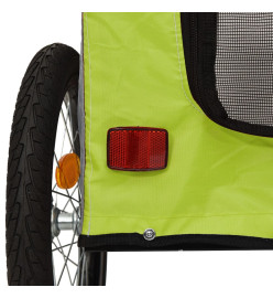 Remorque de vélo pour chien vert et gris tissu oxford et fer