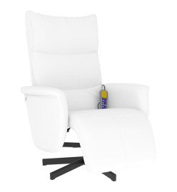 Fauteuil inclinable de massage repose-pieds blanc similicuir