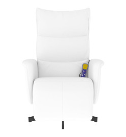 Fauteuil inclinable de massage repose-pieds blanc similicuir