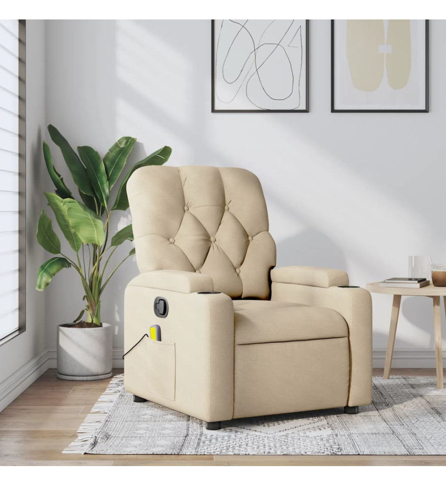 Fauteuil de massage inclinable Crème Tissu