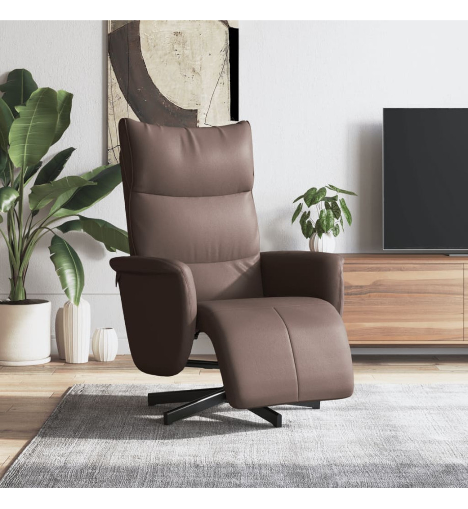 Fauteuil inclinable avec repose-pieds marron similicuir