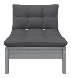 Canapé central de jardin avec coussins anthracite Gris Pin