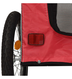 Remorque de vélo pour chien rouge et gris tissu oxford et fer